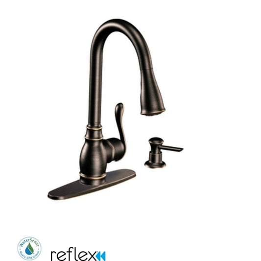 Moen Anabelle Single Handle Kitchen Faucet with Pulldown Spray and Soap Dispenser