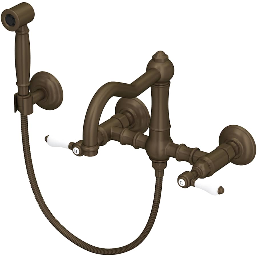 Rohl Acqui 1.5 GPM Wall Mounted Widespread Bridge Kitchen Faucet - Includes Side Spray