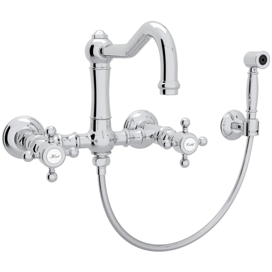 Rohl Acqui 1.5 GPM Wall Mounted Widespread Bridge Kitchen Faucet - Includes Side Spray
