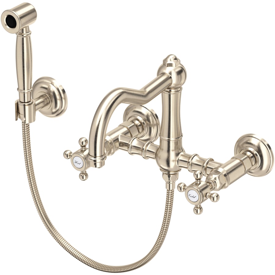 Rohl Acqui 1.5 GPM Wall Mounted Widespread Bridge Kitchen Faucet - Includes Side Spray