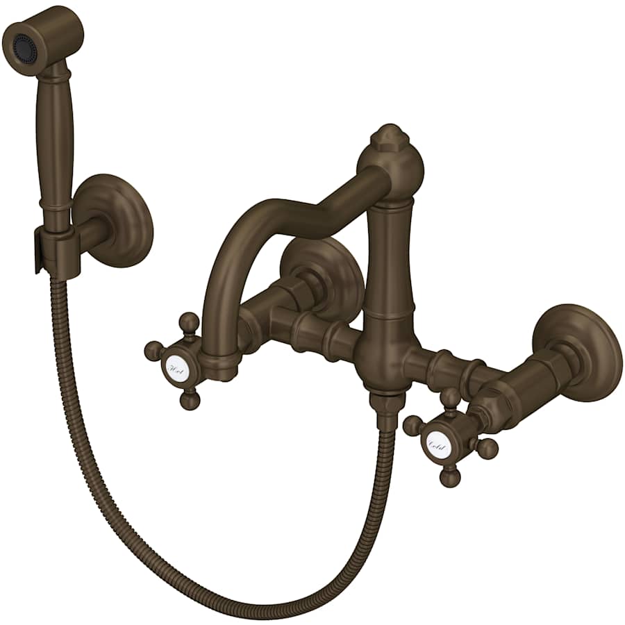 Rohl Acqui 1.5 GPM Wall Mounted Widespread Bridge Kitchen Faucet - Includes Side Spray