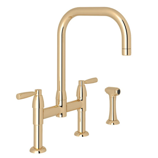 Rohl Holborn 1.8 GPM Bridge U-Spout Kitchen Faucet with Lever Handles - Includes Side Spray